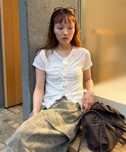 w closet Wavy Jacquard Lace Cardigan - Image 2