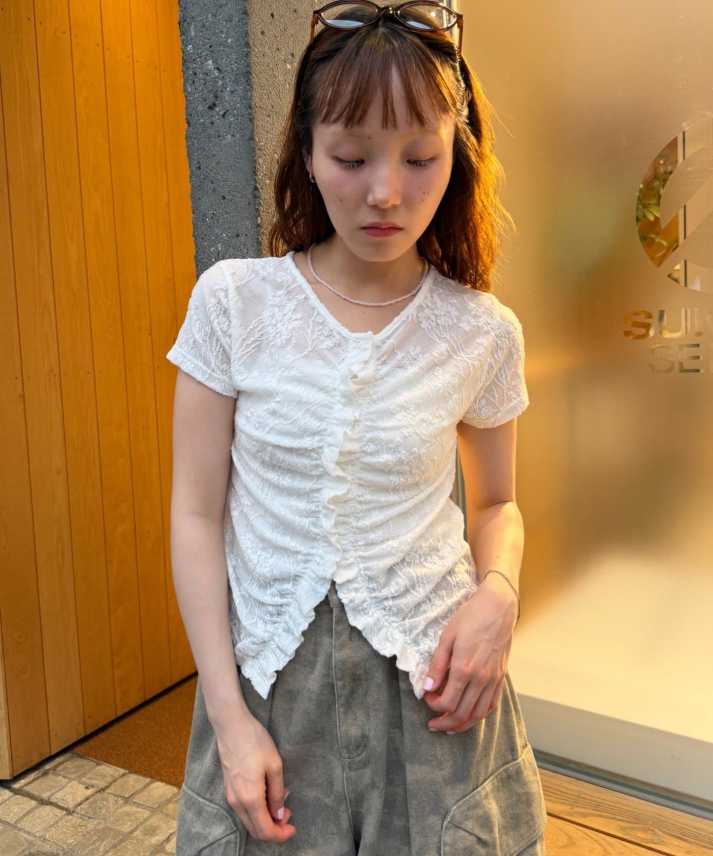 w closet Wavy Jacquard Lace Cardigan - Image 6