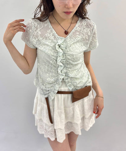 w closet Wavy Jacquard Lace Cardigan - Image 1