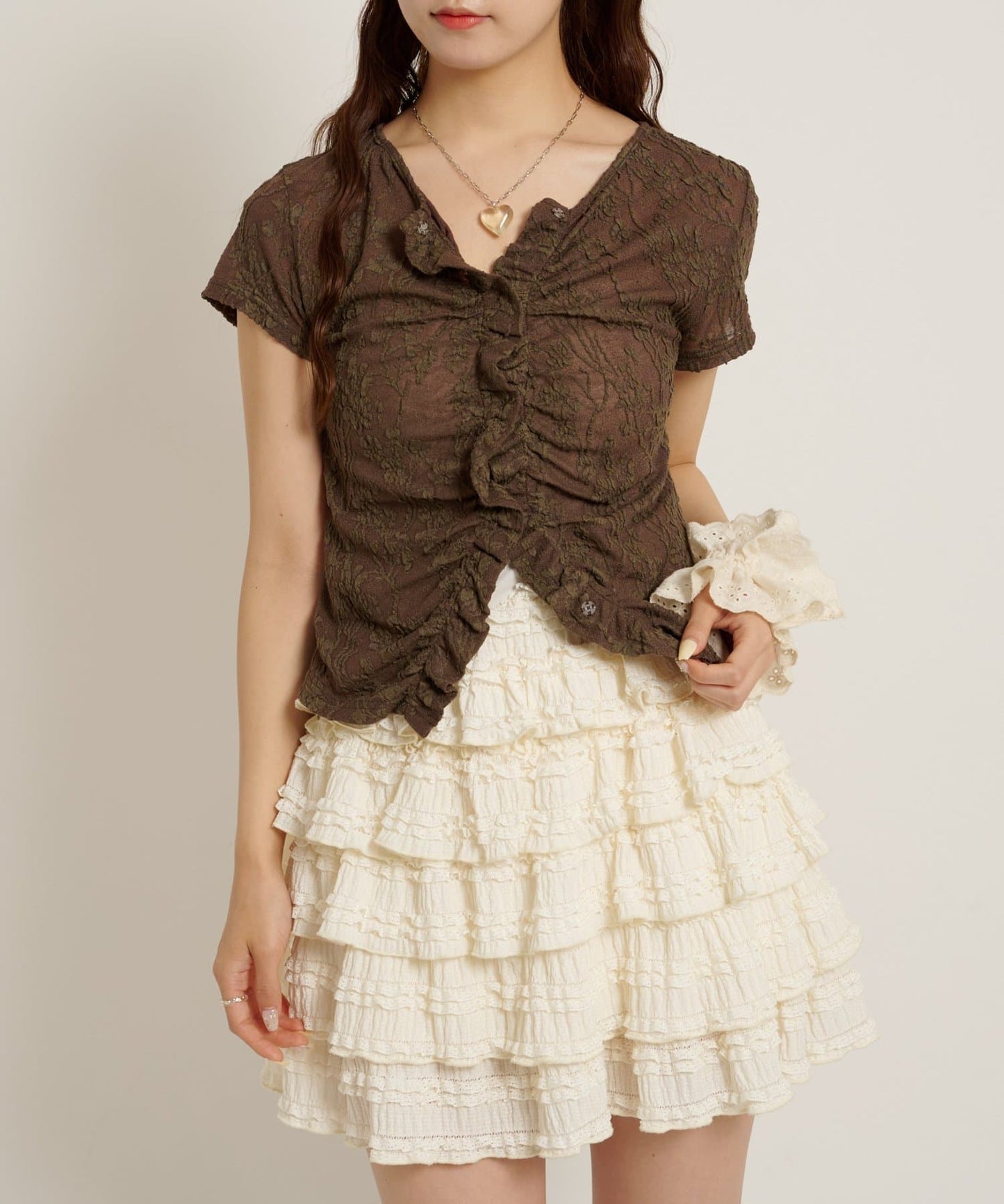 w closet Wavy Jacquard Lace Cardigan - Image 3