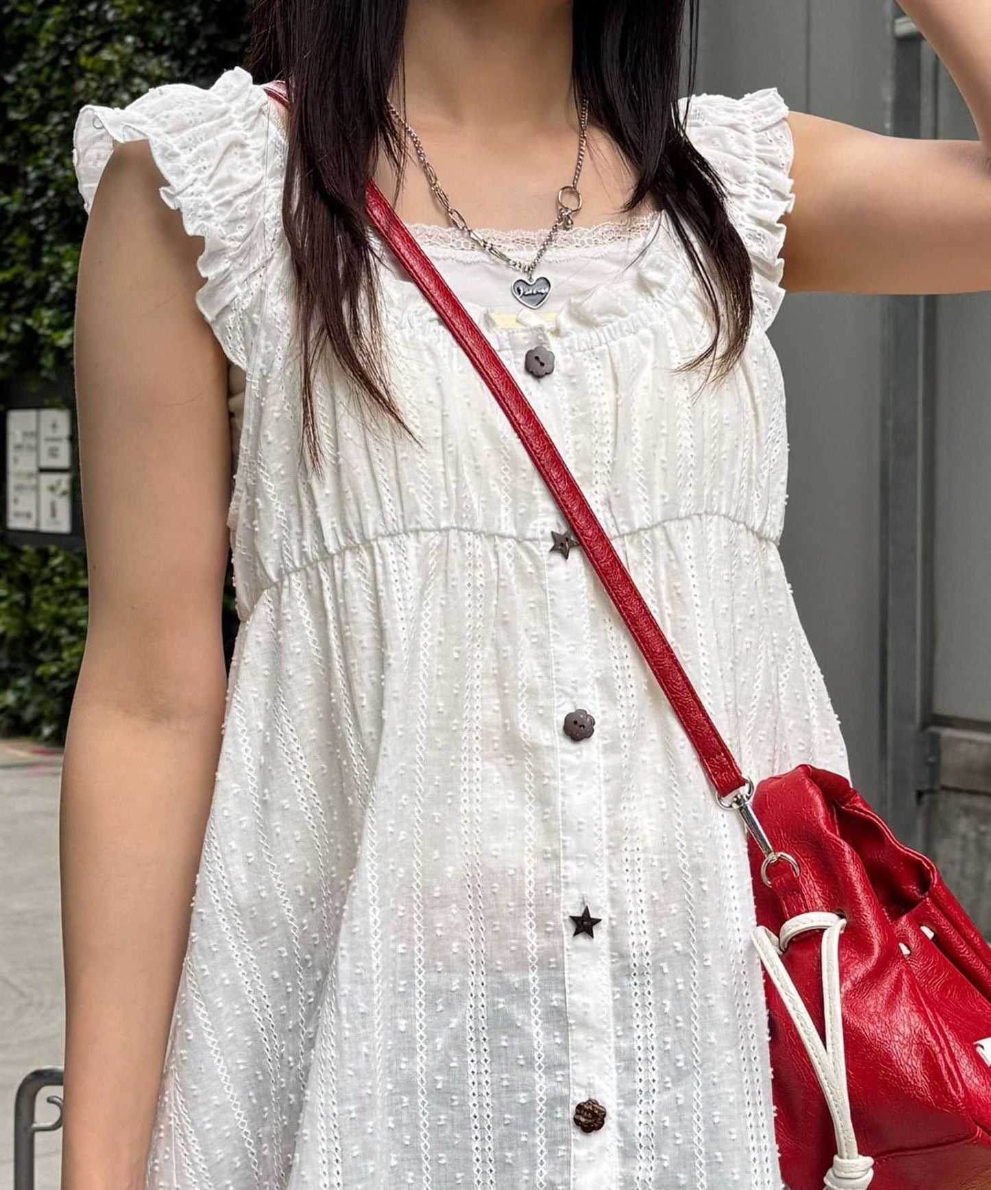 CIAOPANIC 木扣褶皺吊帶連身裙 - Image 7