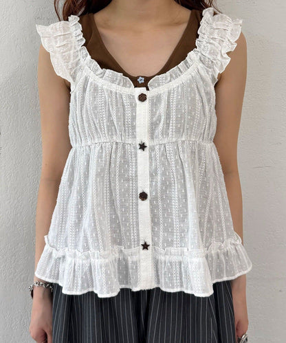 CIAOPANIC Wood Button Dobby Shirring Cami Bustier - Image 16