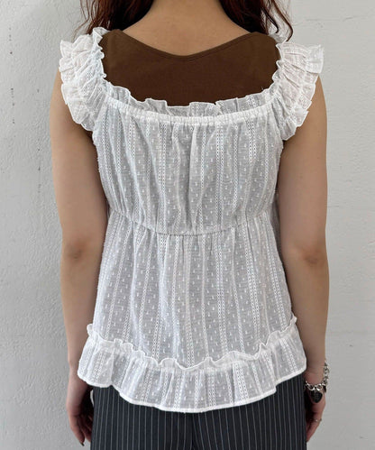 CIAOPANIC Wood Button Dobby Shirring Cami Bustier - Image 18