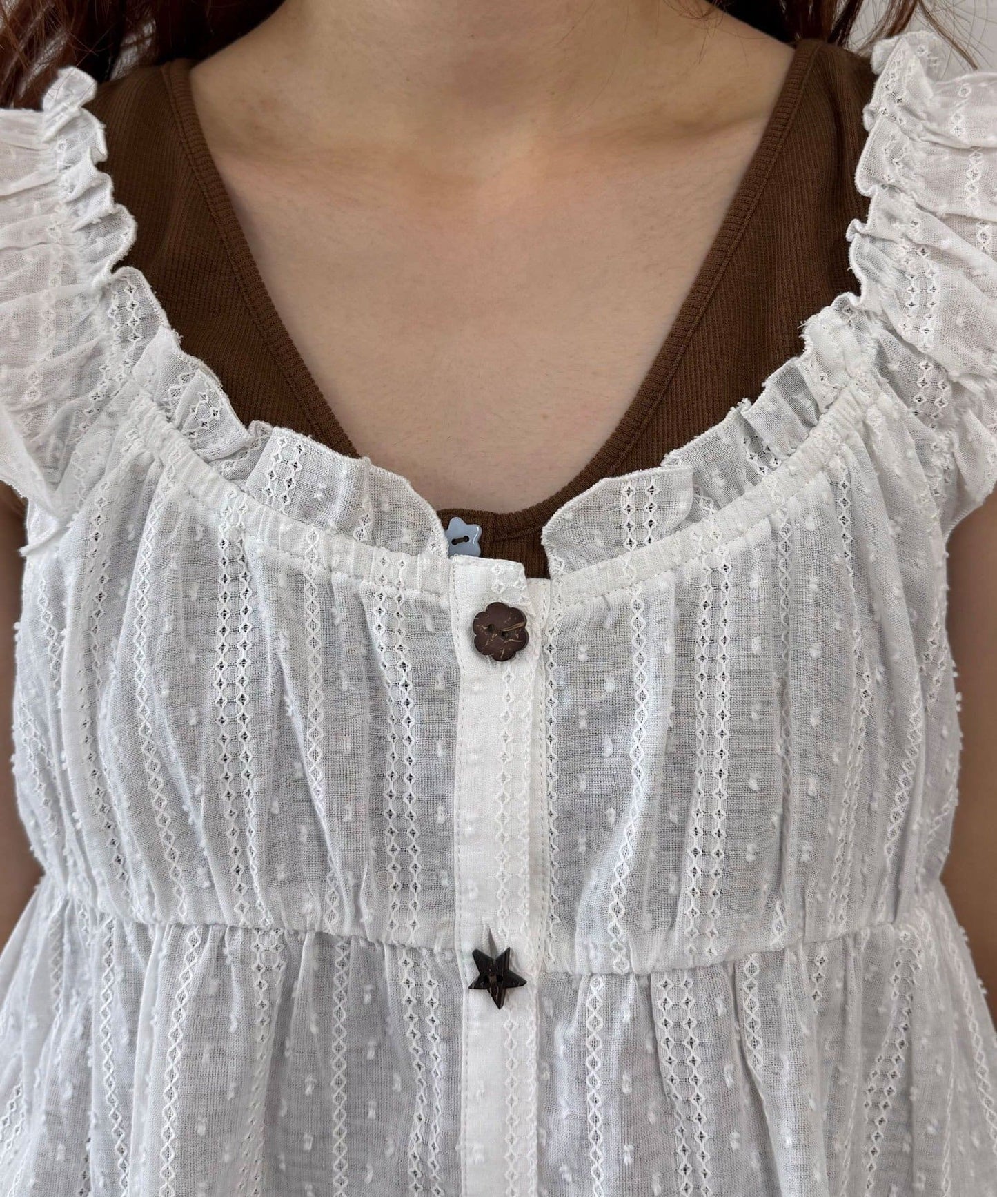 CIAOPANIC Wood Button Dobby Shirring Cami Bustier - Image 19
