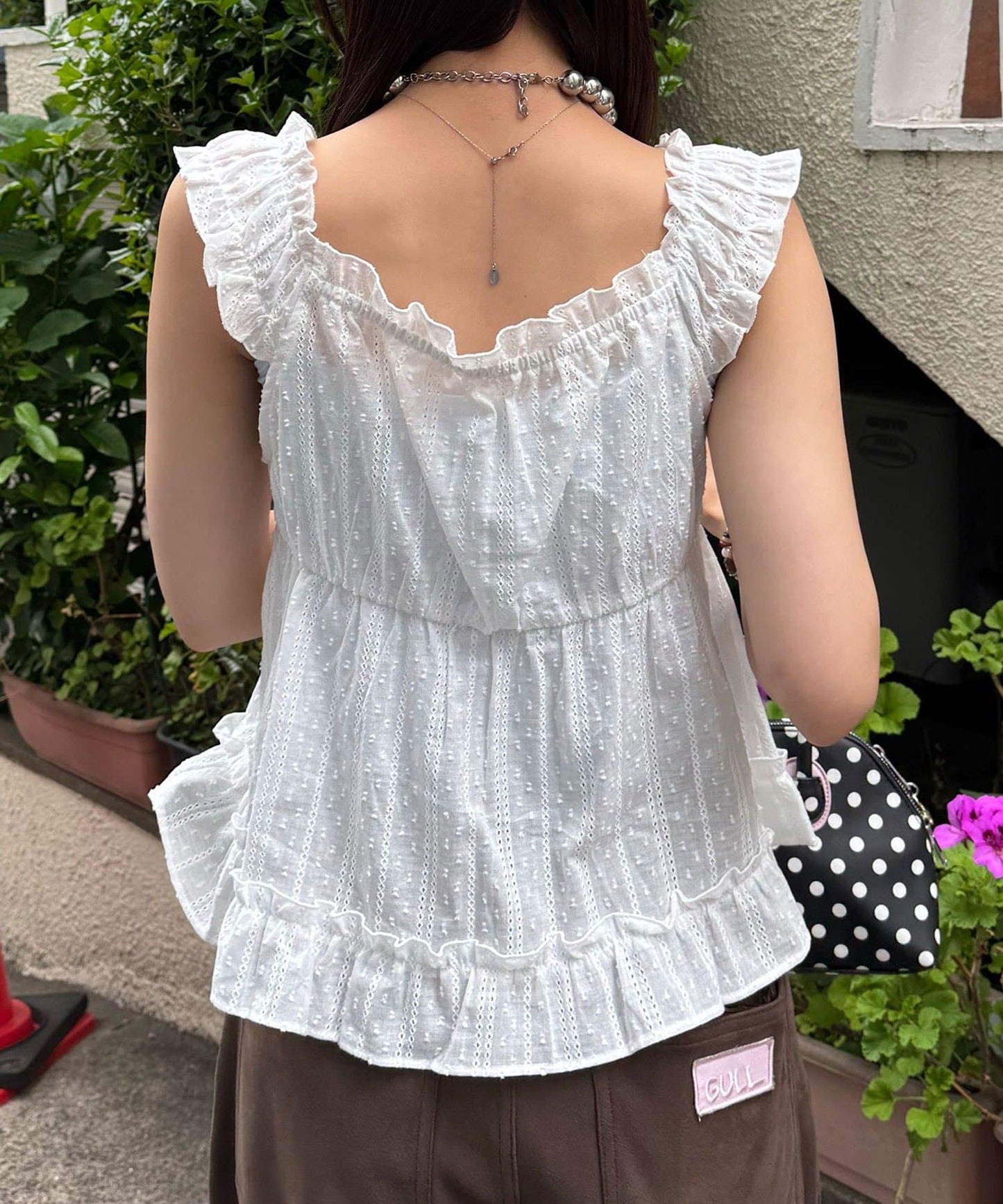 CIAOPANIC Wood Button Dobby Shirring Cami Bustier - Image 11