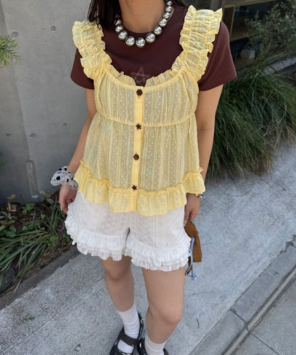 CIAOPANIC Wood Button Dobby Shirring Cami Bustier - Image 25