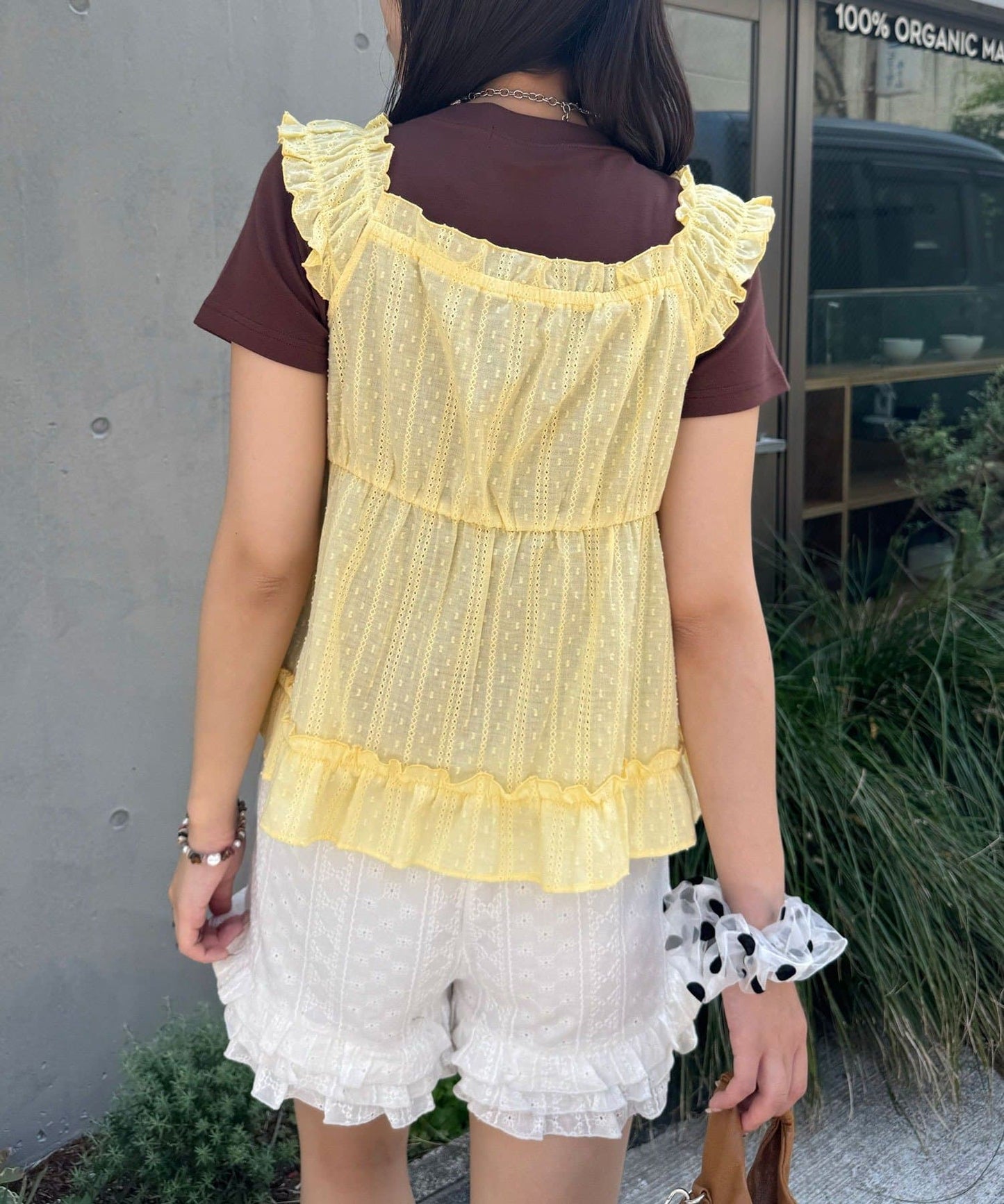 CIAOPANIC Wood Button Dobby Shirring Cami Bustier - Image 28