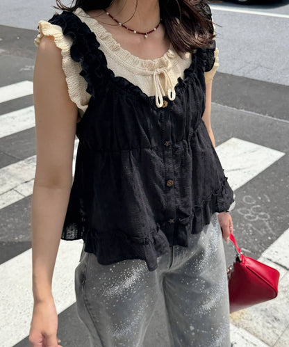 CIAOPANIC Wood Button Dobby Shirring Cami Bustier - Image 34
