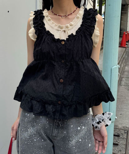 CIAOPANIC Wood Button Dobby Shirring Cami Bustier - Image 35