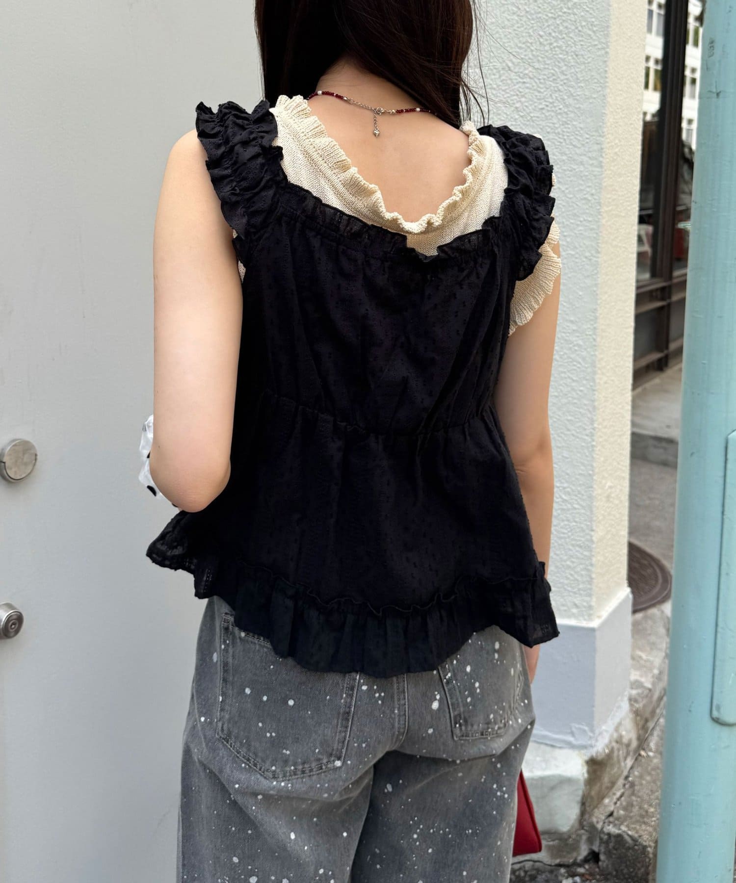 CIAOPANIC Wood Button Dobby Shirring Cami Bustier - Image 37