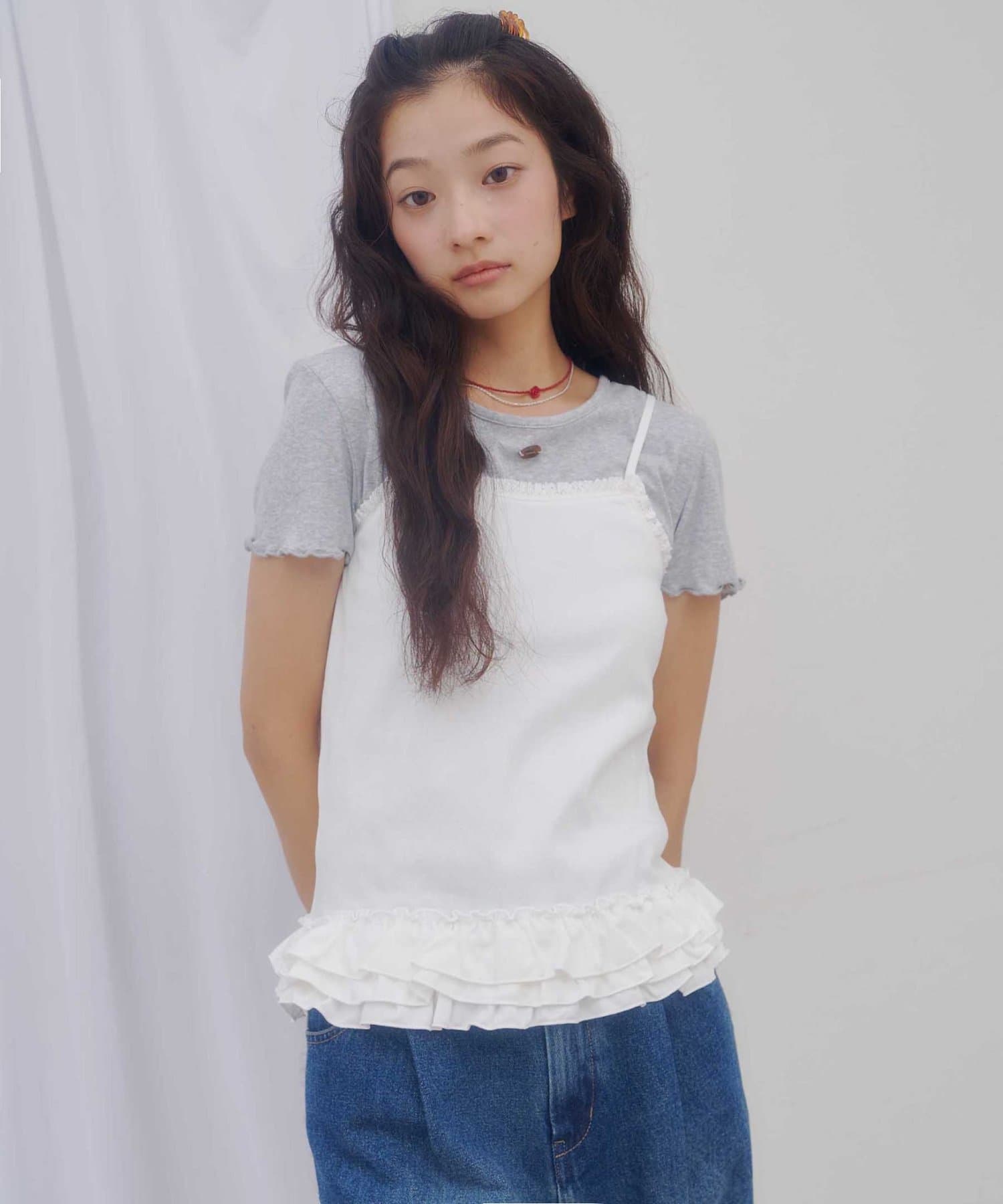 umm.By Discoat pattern 荷葉邊下擺吊帶背心 - Image 3