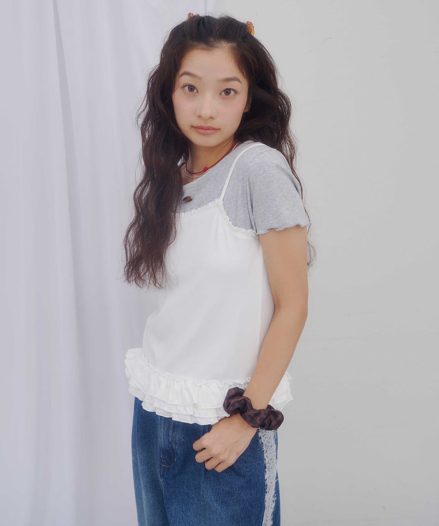 umm.By Discoat pattern 荷葉邊下擺吊帶背心 - Image 4