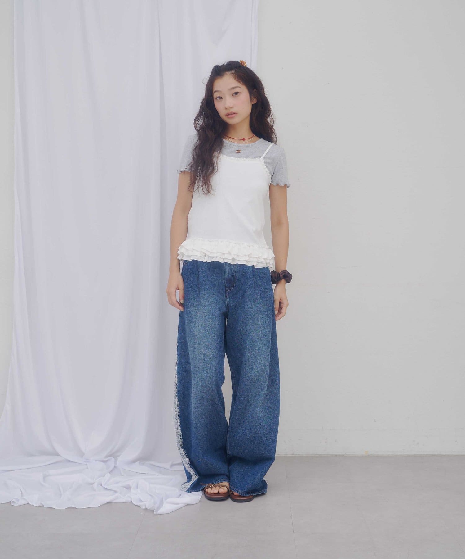 umm.By Discoat pattern 荷葉邊下擺吊帶背心 - Image 6