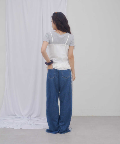 umm.By Discoat pattern 荷葉邊下擺吊帶背心 - Image 8