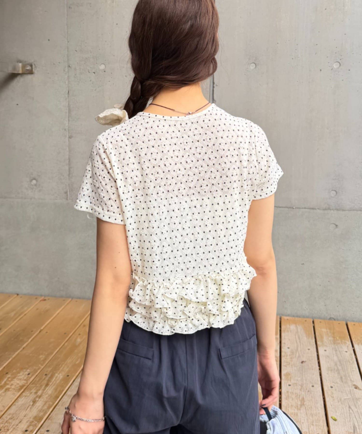 w closet 波點Lace荷葉邊短袖薄cardigan - Image 6