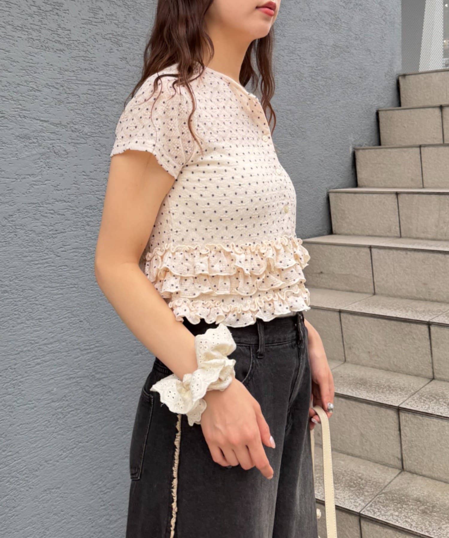 w closet 波點Lace荷葉邊短袖薄cardigan - Image 14
