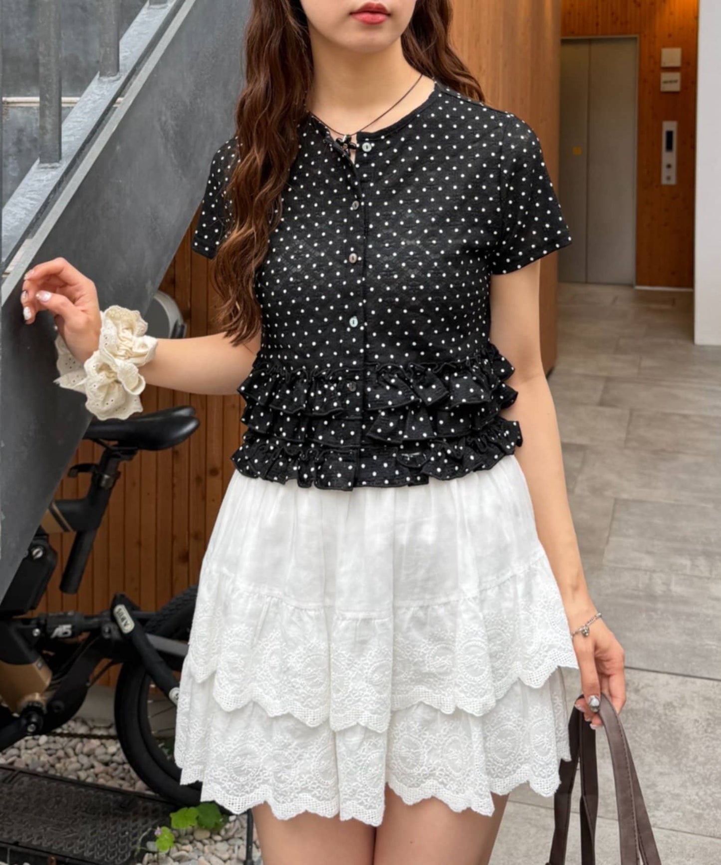 w closet 波點Lace荷葉邊短袖薄cardigan - Image 18