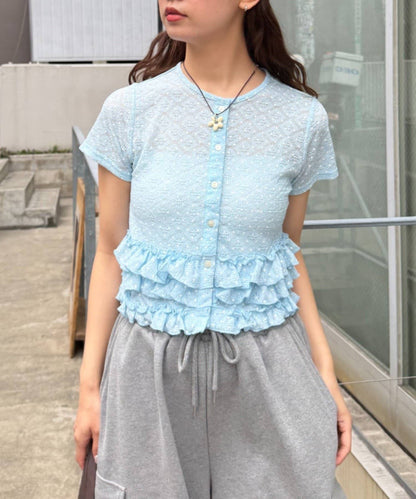 w closet 波點Lace荷葉邊短袖薄cardigan - Image 24