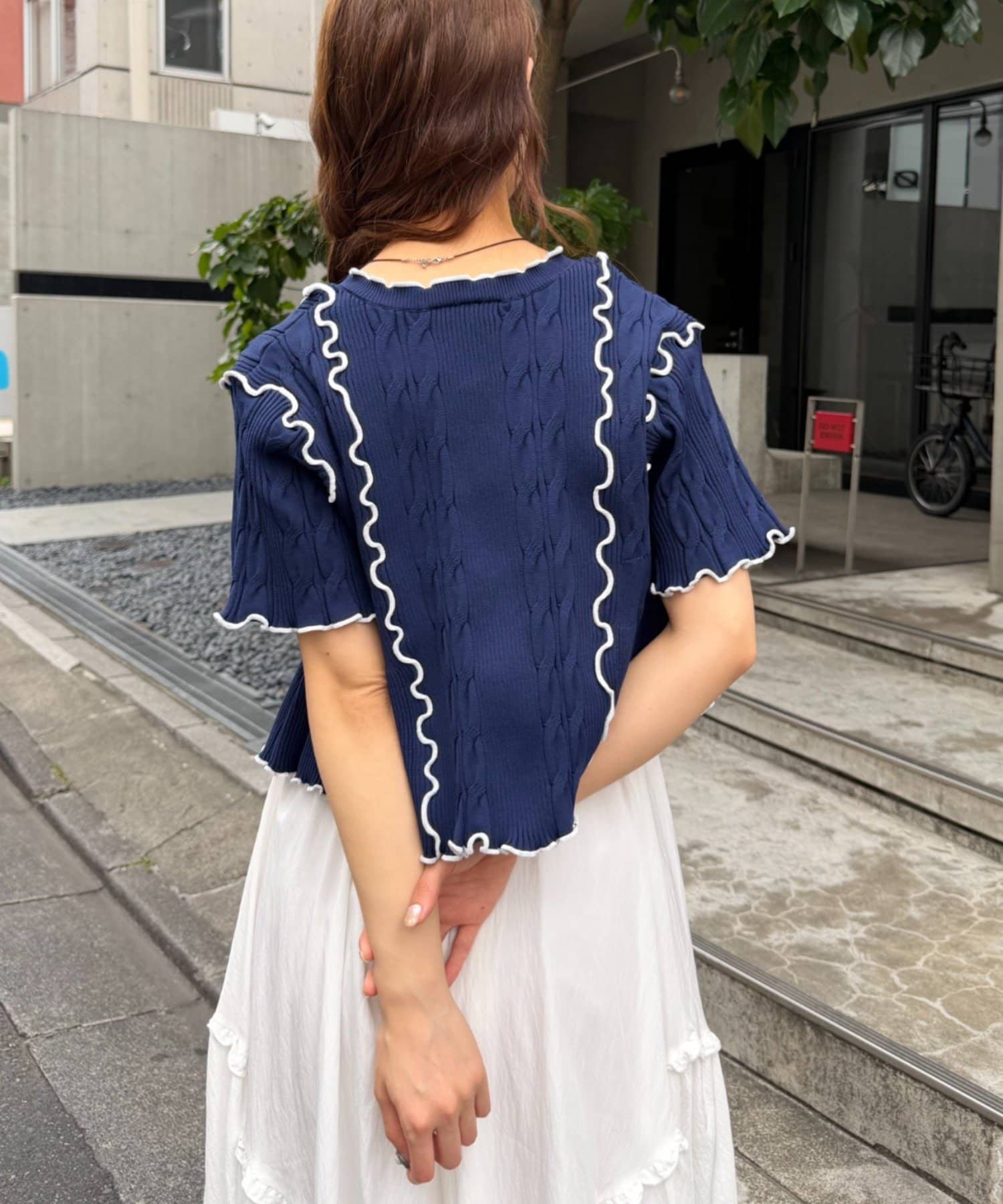 w closet 短袖撞色拼接開襟衫 - Image 7