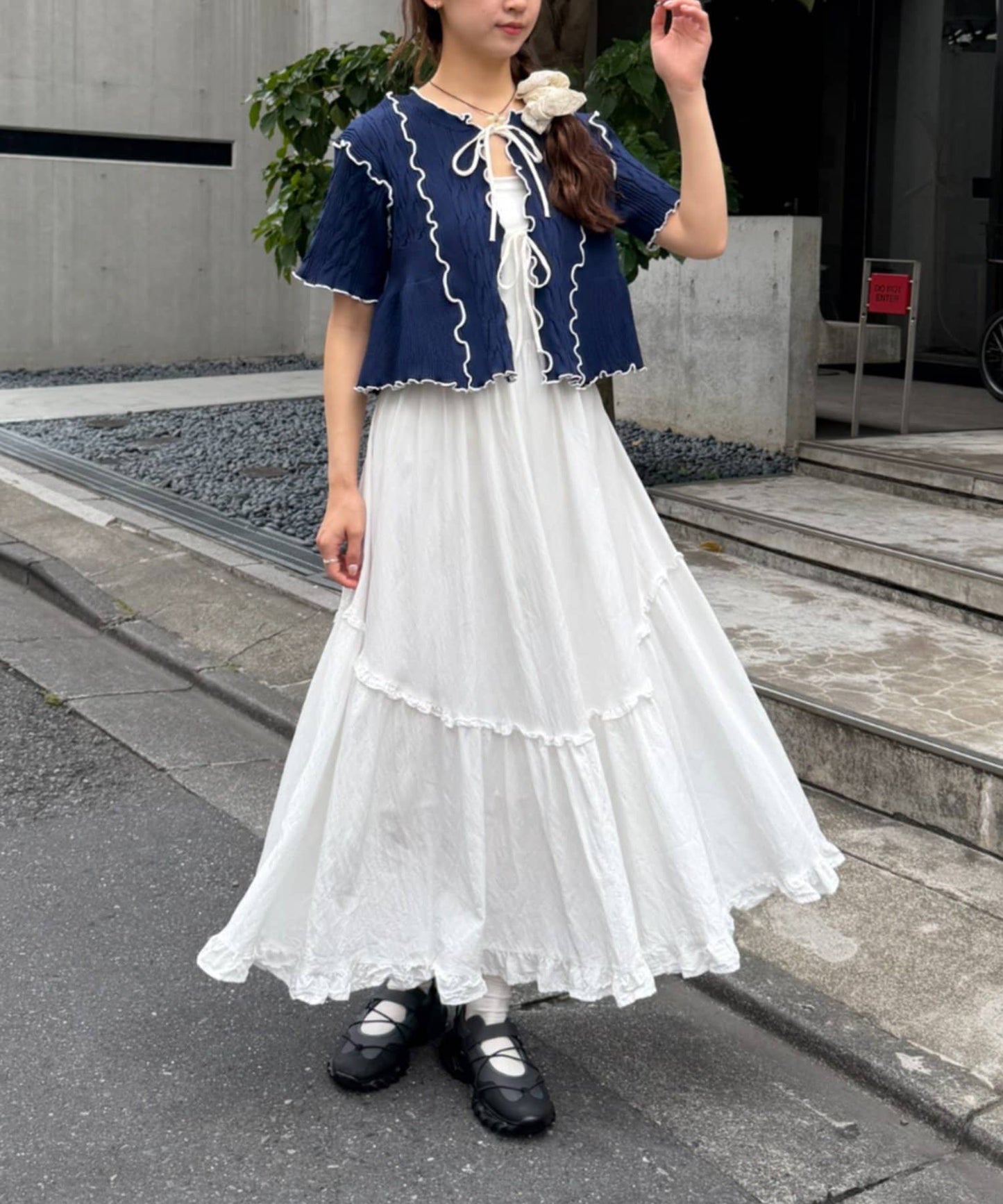 w closet 短袖撞色拼接開襟衫 - Image 8
