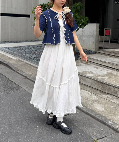 w closet 短袖撞色拼接開襟衫 - Image 9