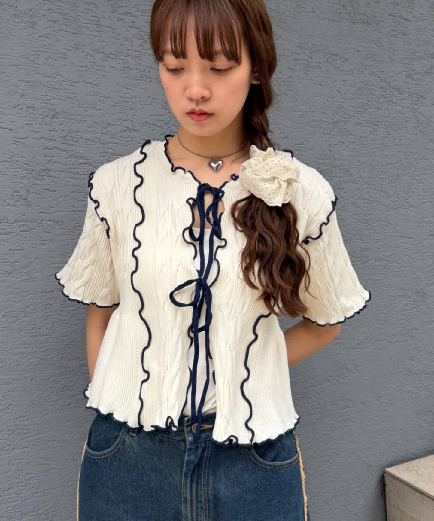 w closet 短袖撞色拼接開襟衫 - Image 12