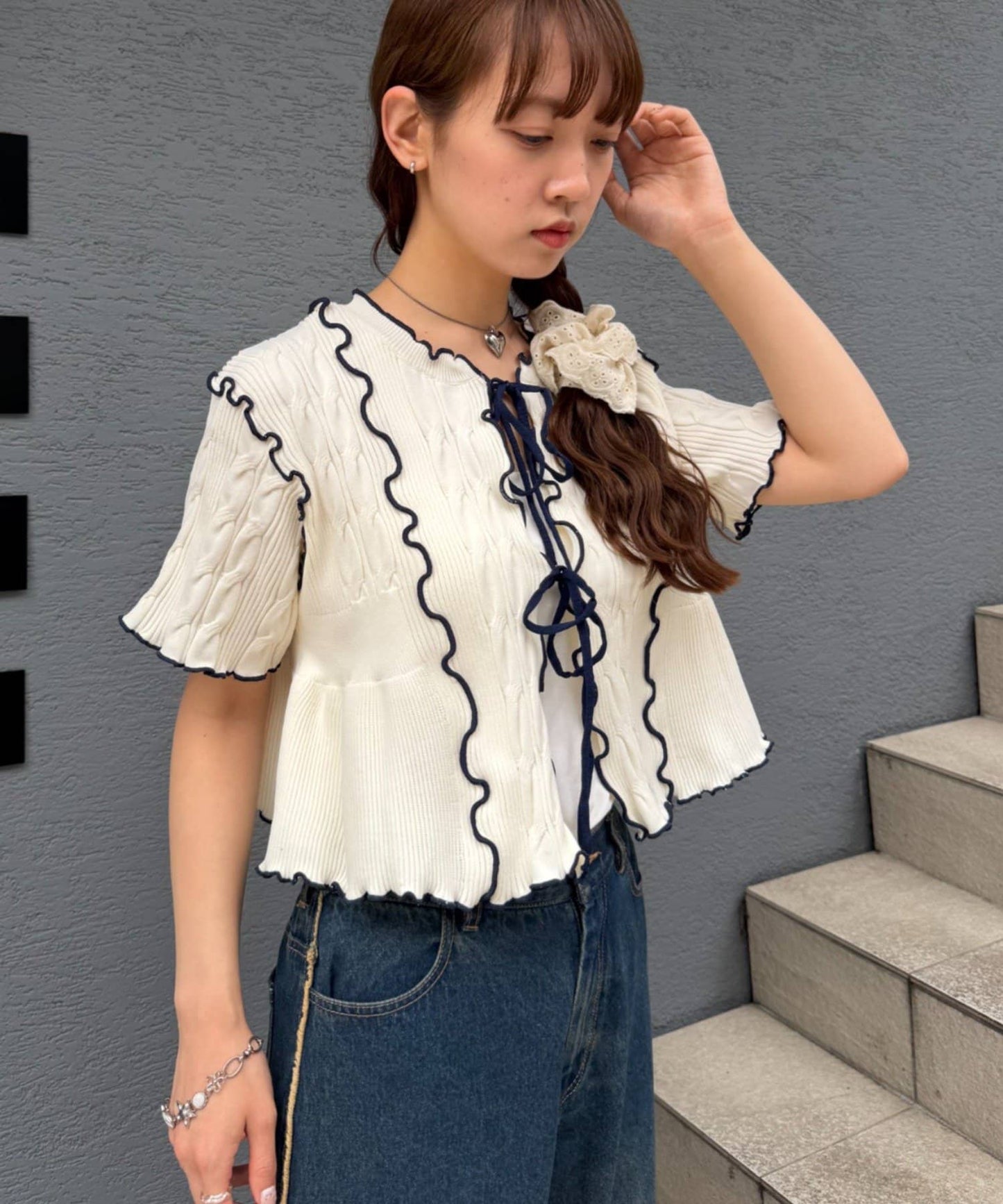 w closet 短袖撞色拼接開襟衫 - Image 13