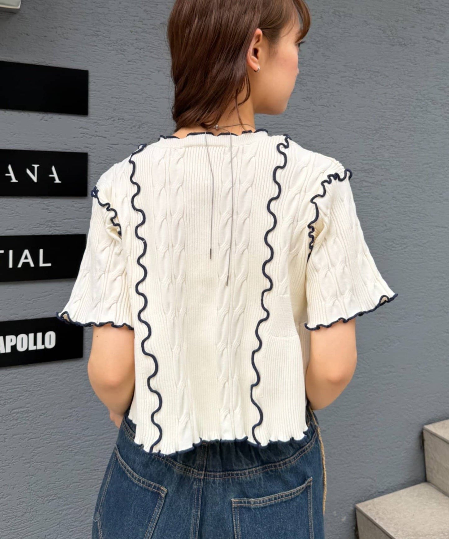 w closet 短袖撞色拼接開襟衫 - Image 14
