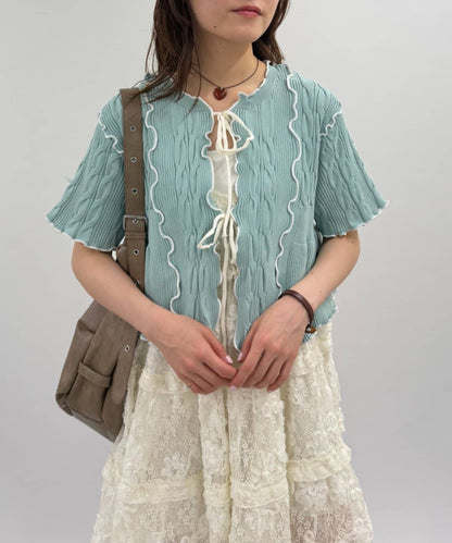 w closet 短袖撞色拼接開襟衫 - Image 19