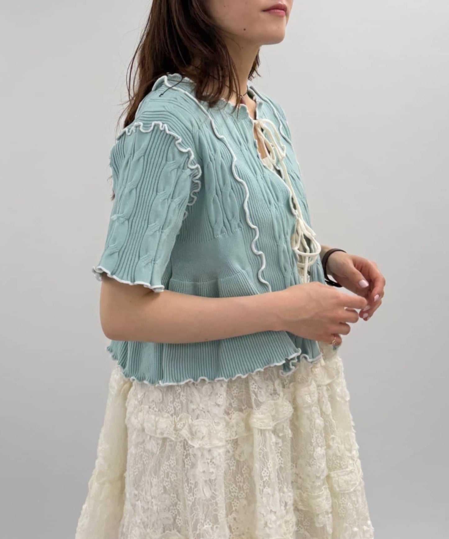 w closet 短袖撞色拼接開襟衫 - Image 20