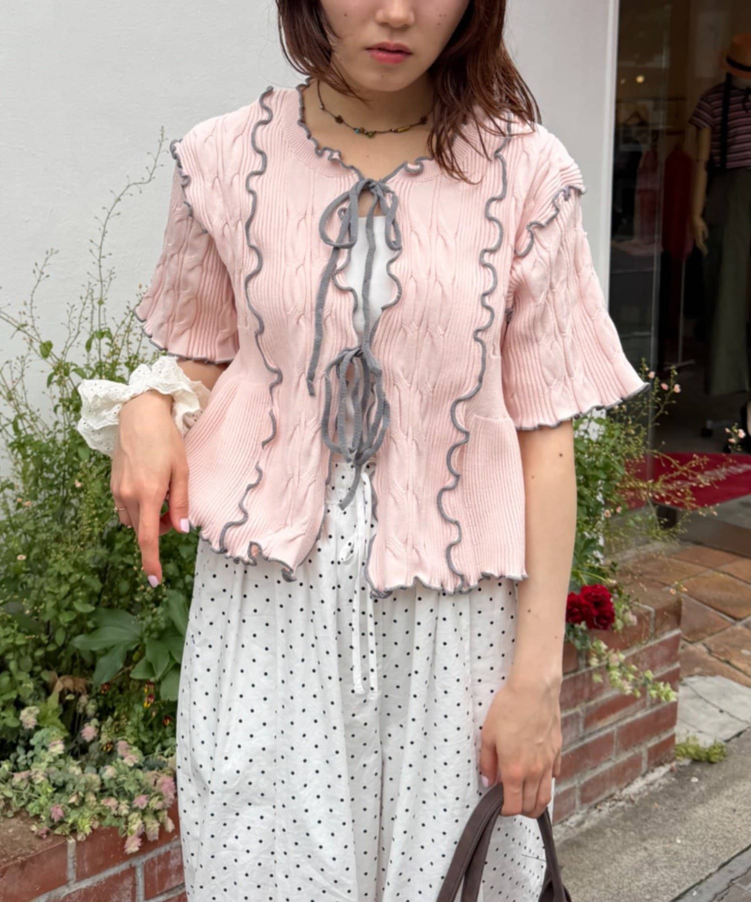 w closet 短袖撞色拼接開襟衫 - Image 26