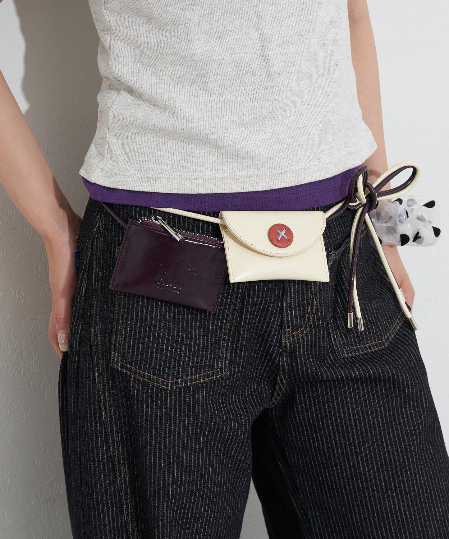 [CIAOPANIC] GRAIN 2P set - Big button waist belt pouch - Image 5