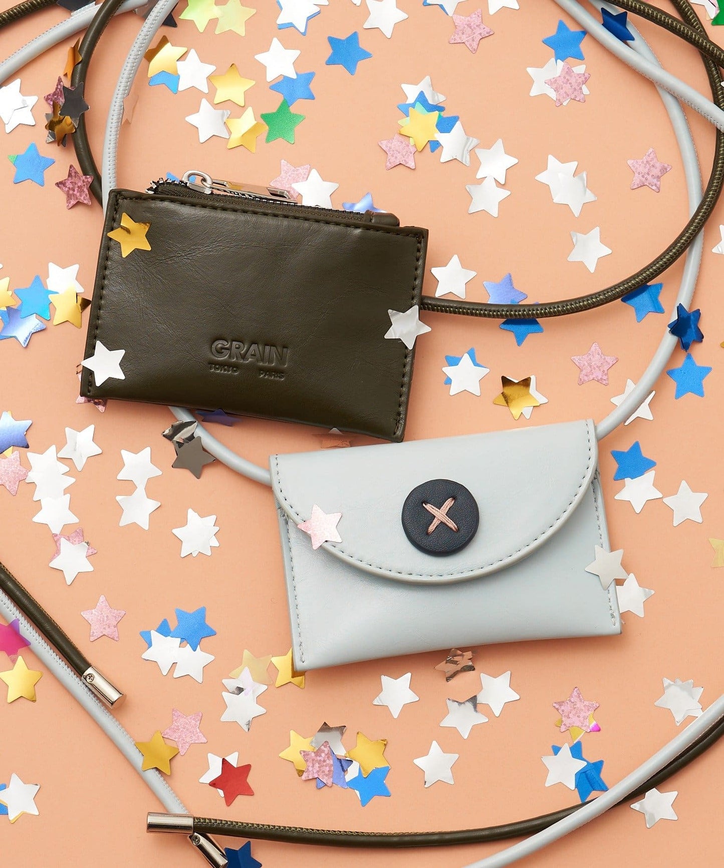 [CIAOPANIC] GRAIN 2P set - Big button waist belt pouch - Image 2