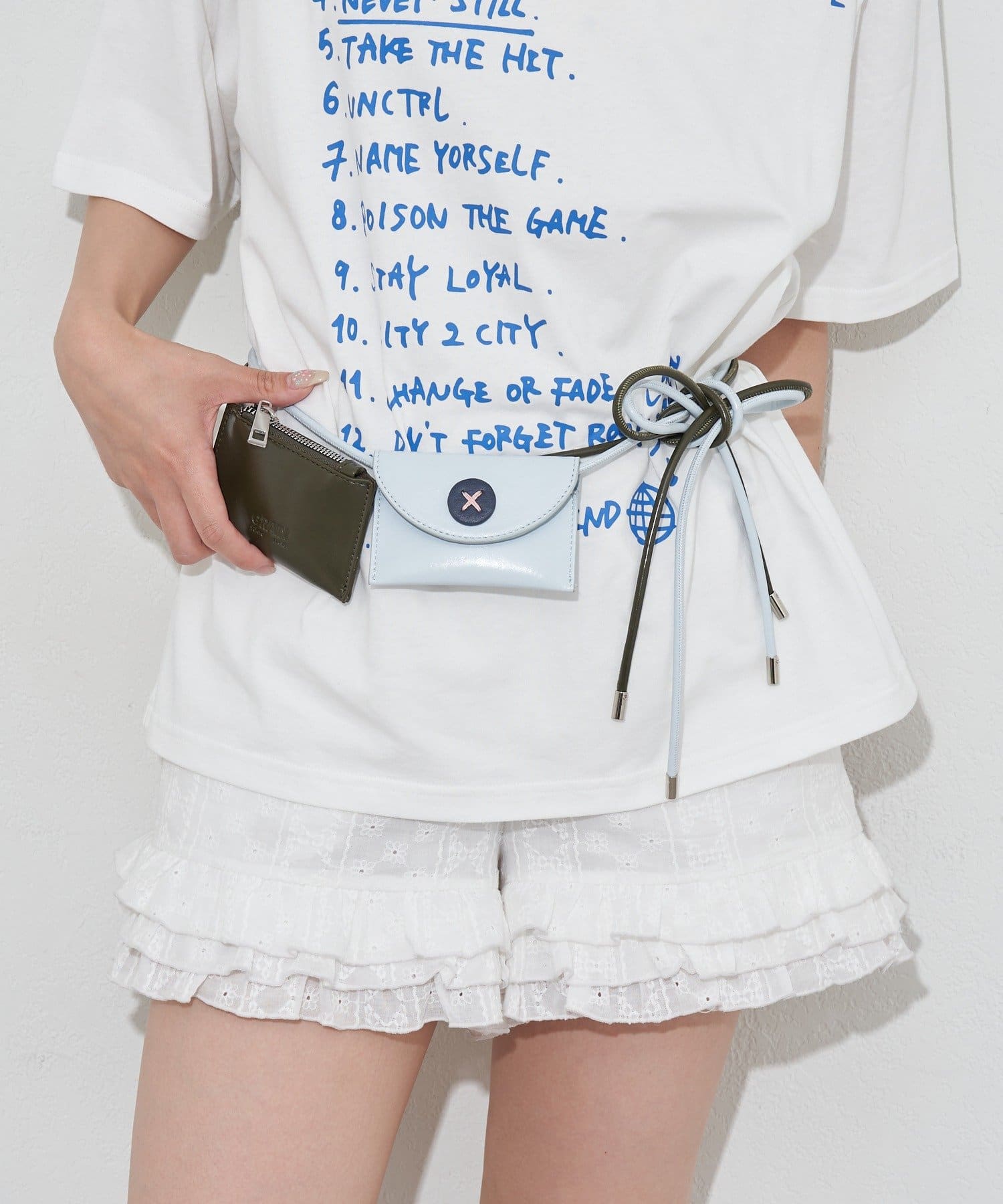 [CIAOPANIC] GRAIN 2P set - Big button waist belt pouch - Image 9