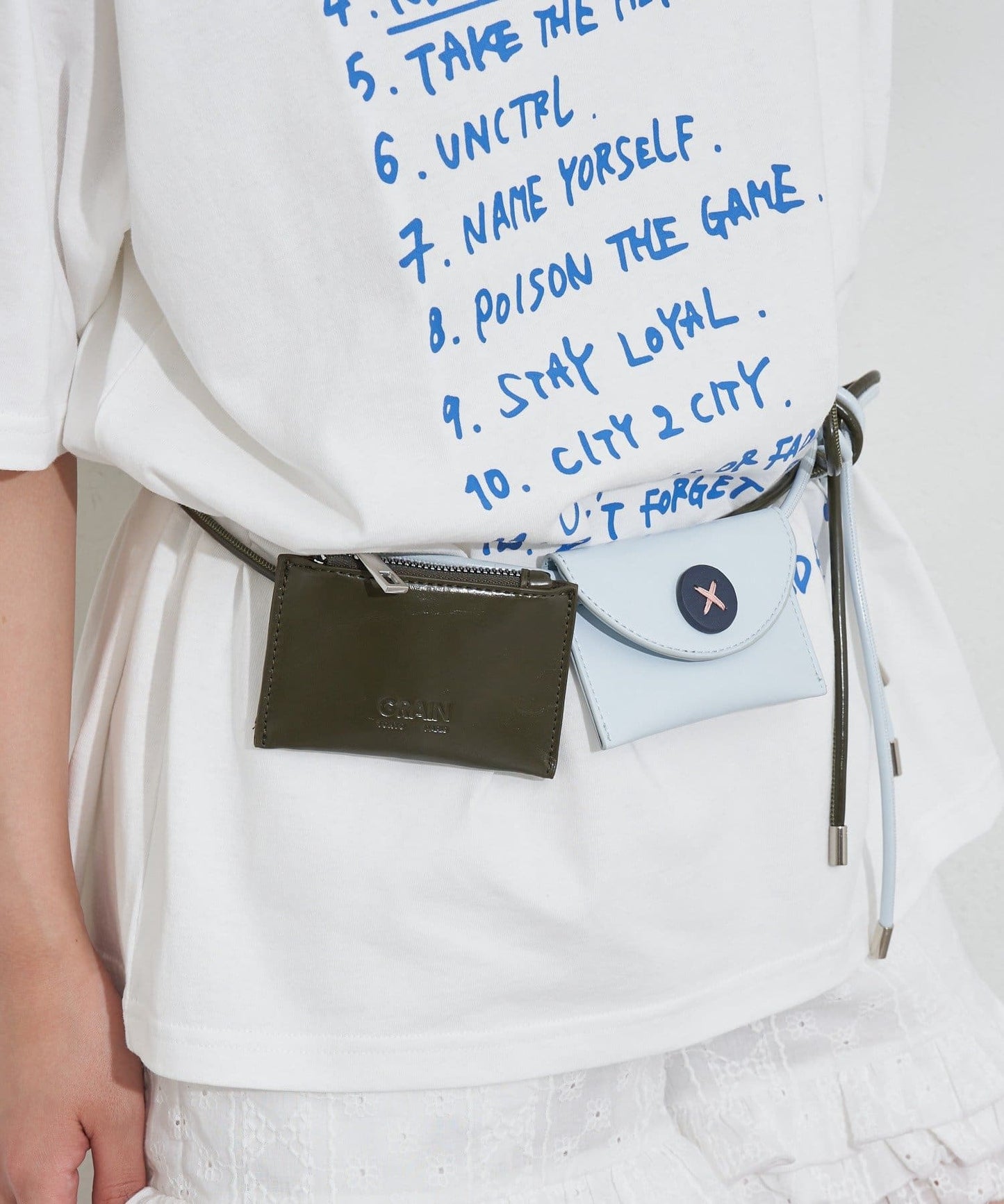 [CIAOPANIC] GRAIN 2P set - Big button waist belt pouch - Image 10