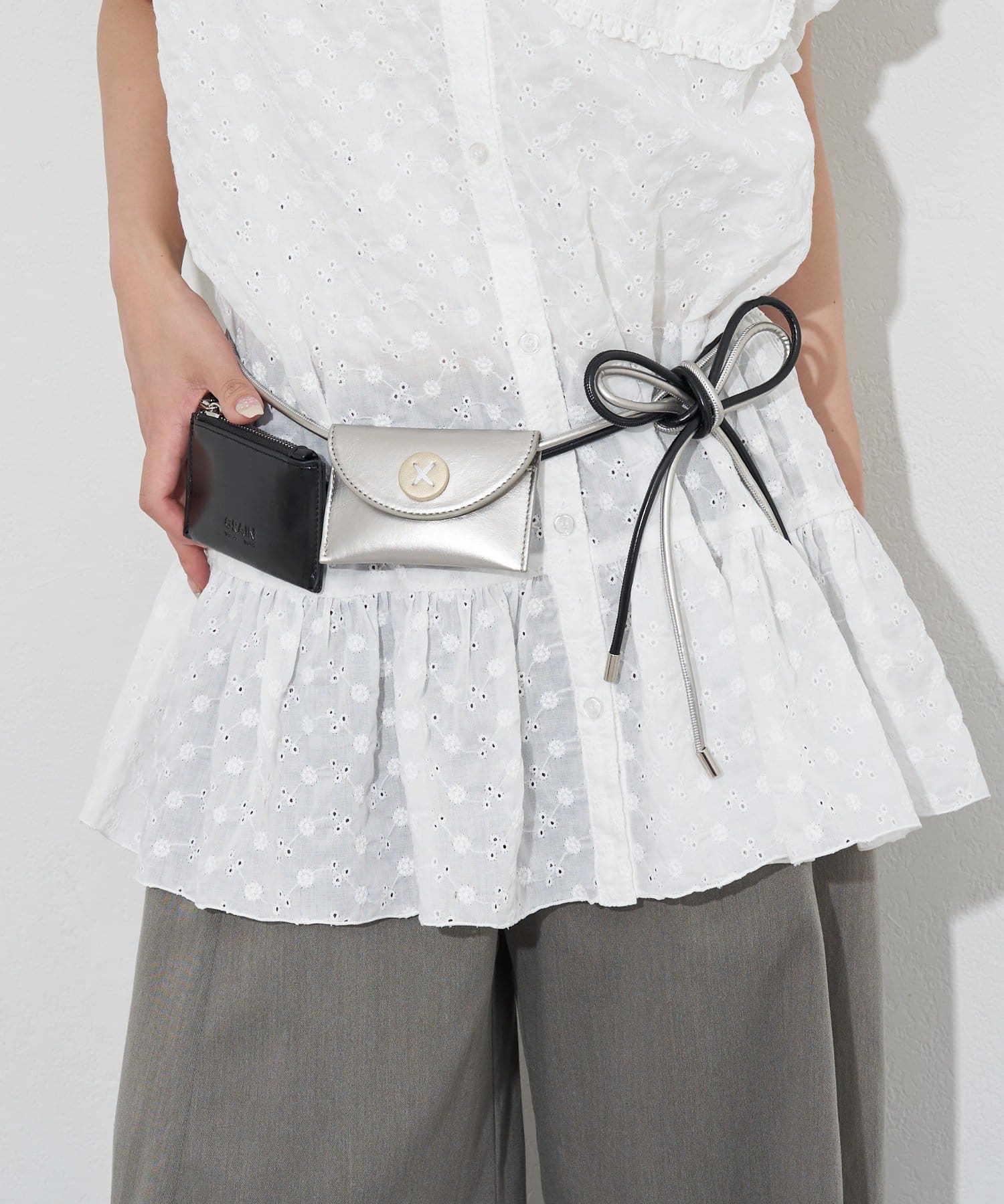 [CIAOPANIC] GRAIN 2P set - Big button waist belt pouch - Image 3