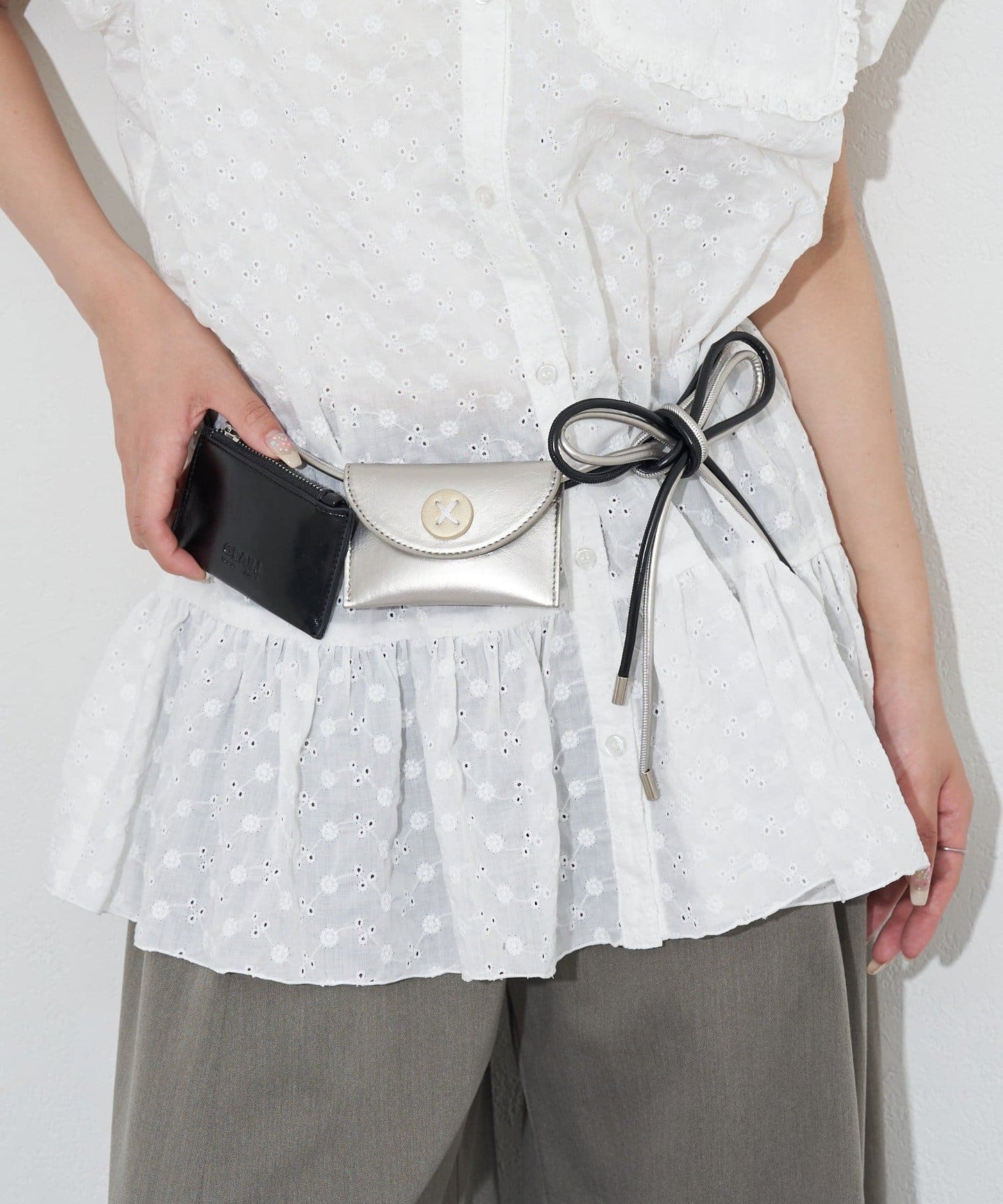 [CIAOPANIC] GRAIN 2P set - Big button waist belt pouch - Image 16