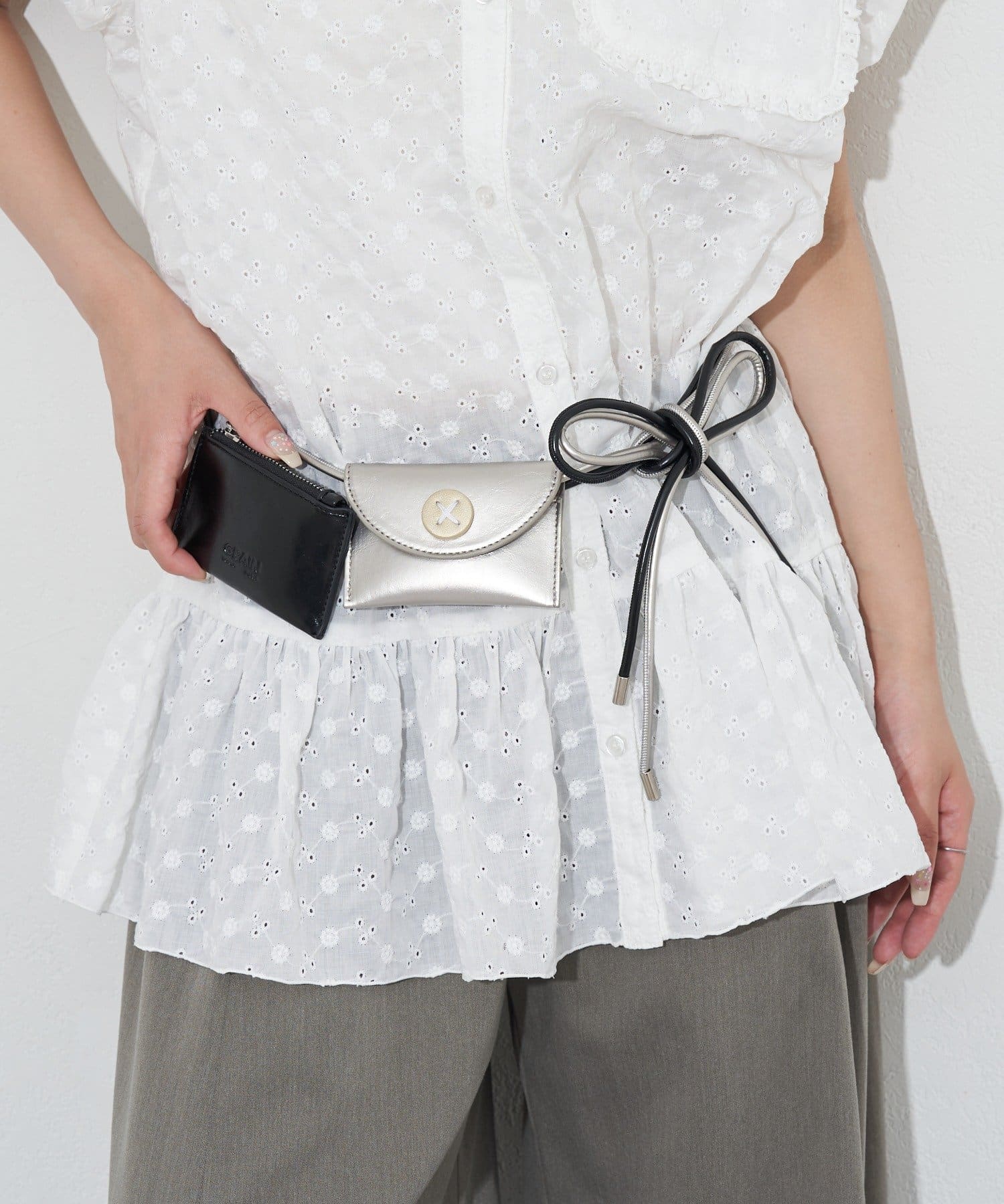 [CIAOPANIC] GRAIN 2P set - Big button waist belt pouch - Image 16