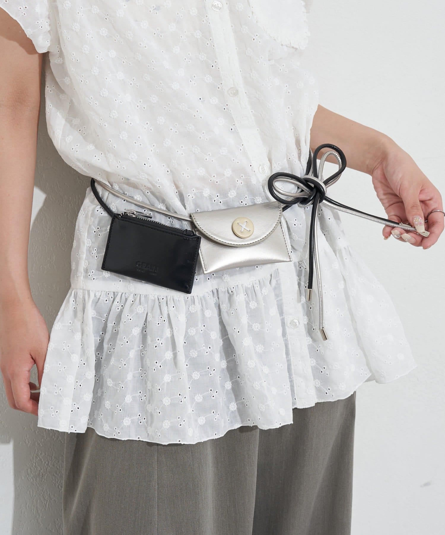 [CIAOPANIC] GRAIN 2P set - Big button waist belt pouch - Image 17