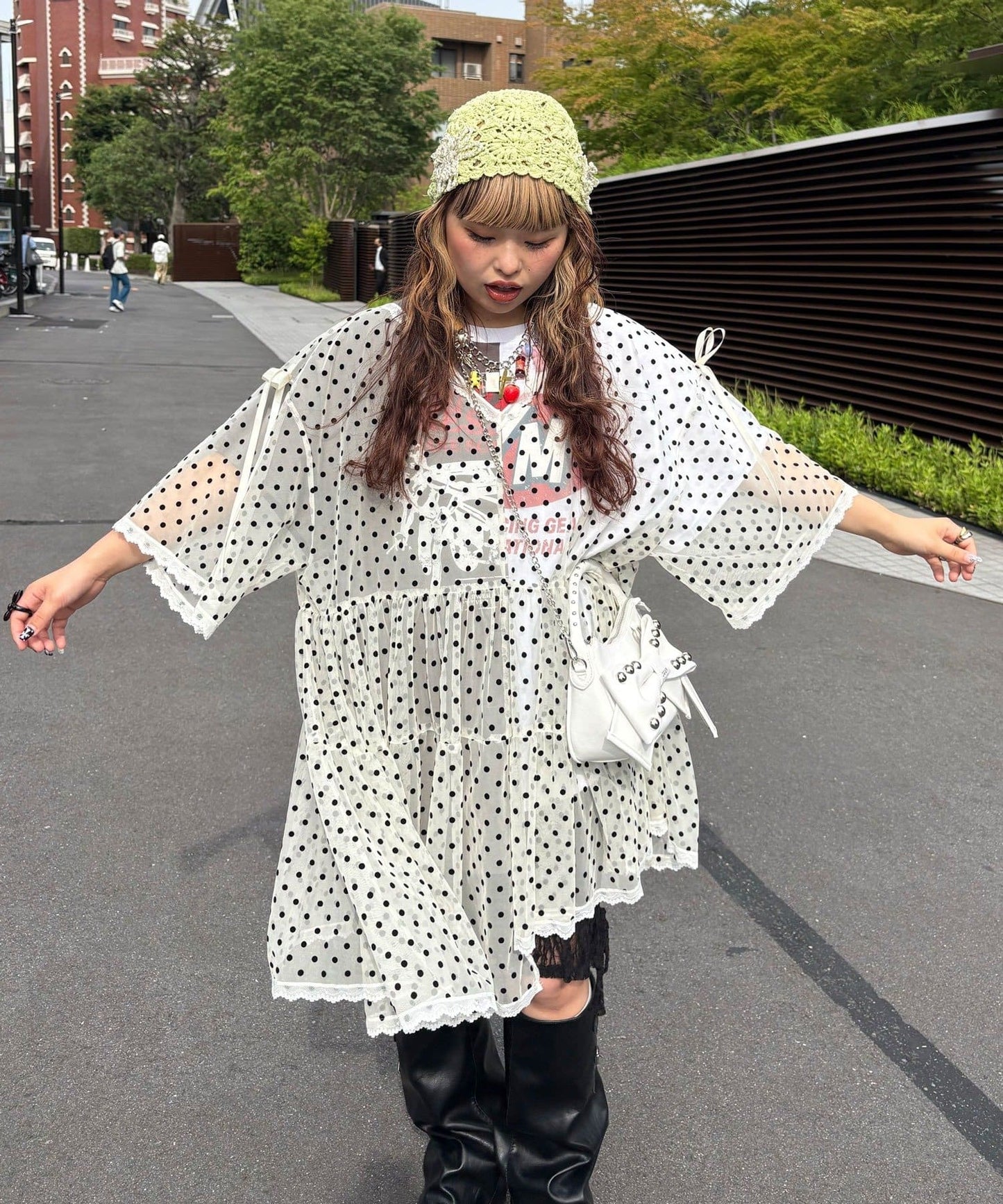 CIAOPANIC 波點薄紗Remakte T-shirt 裙 - Image 3