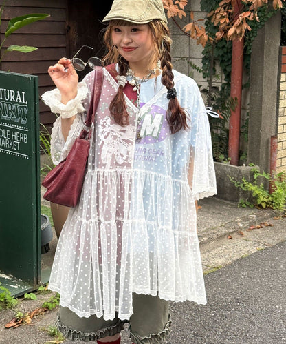CIAOPANIC 波點薄紗Remakte T-shirt 裙 - Image 11