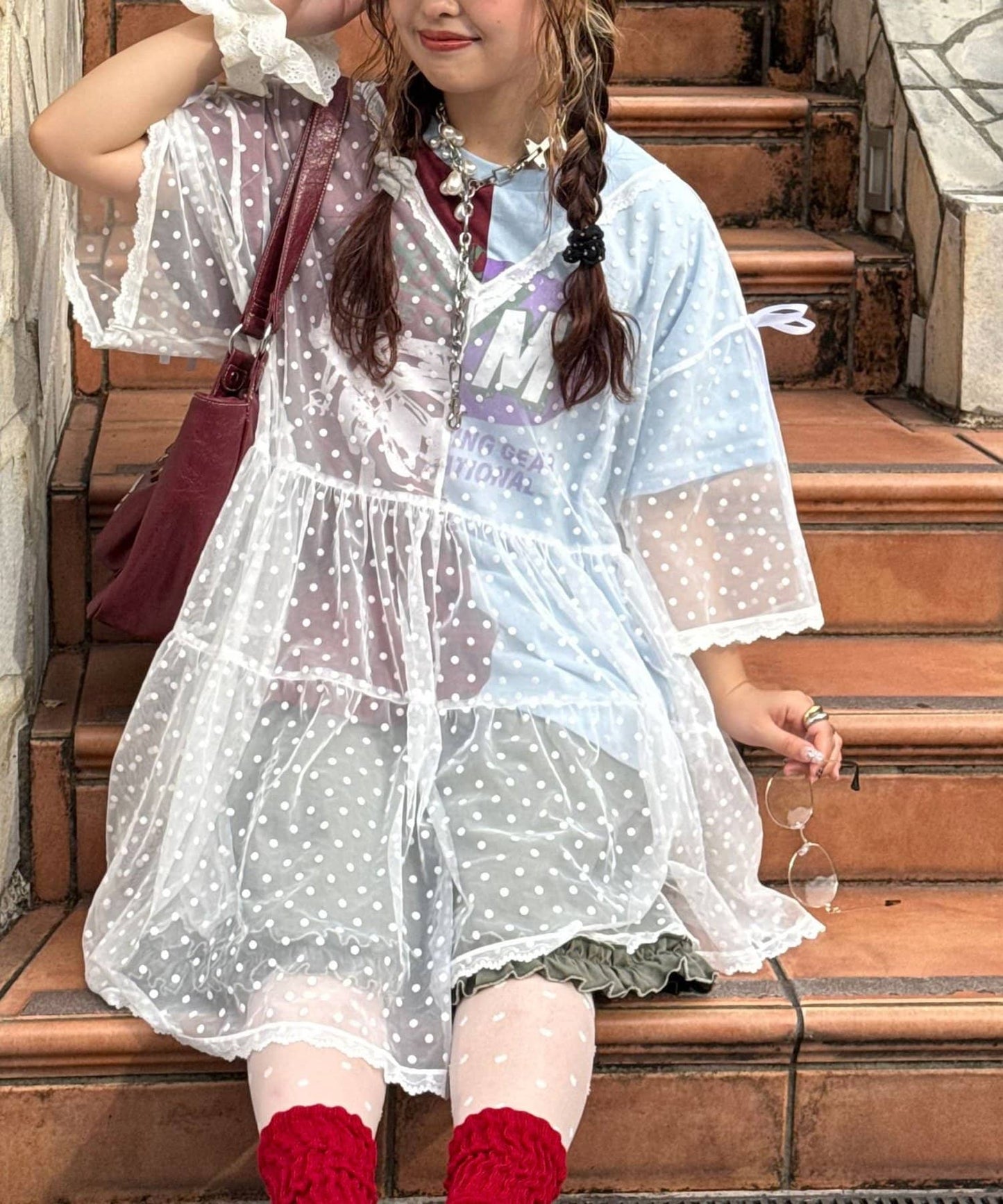 CIAOPANIC 波點薄紗Remakte T-shirt 裙 - Image 12