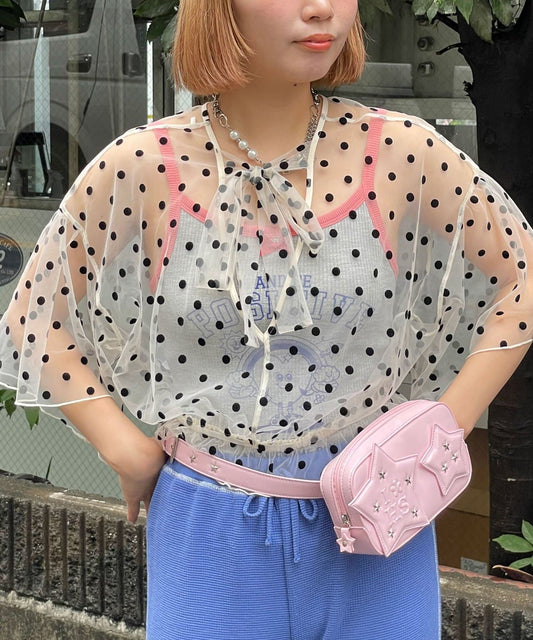 HELLO.SANFRANCISCO 2-Way Tulle Dot Blouse - Image 2