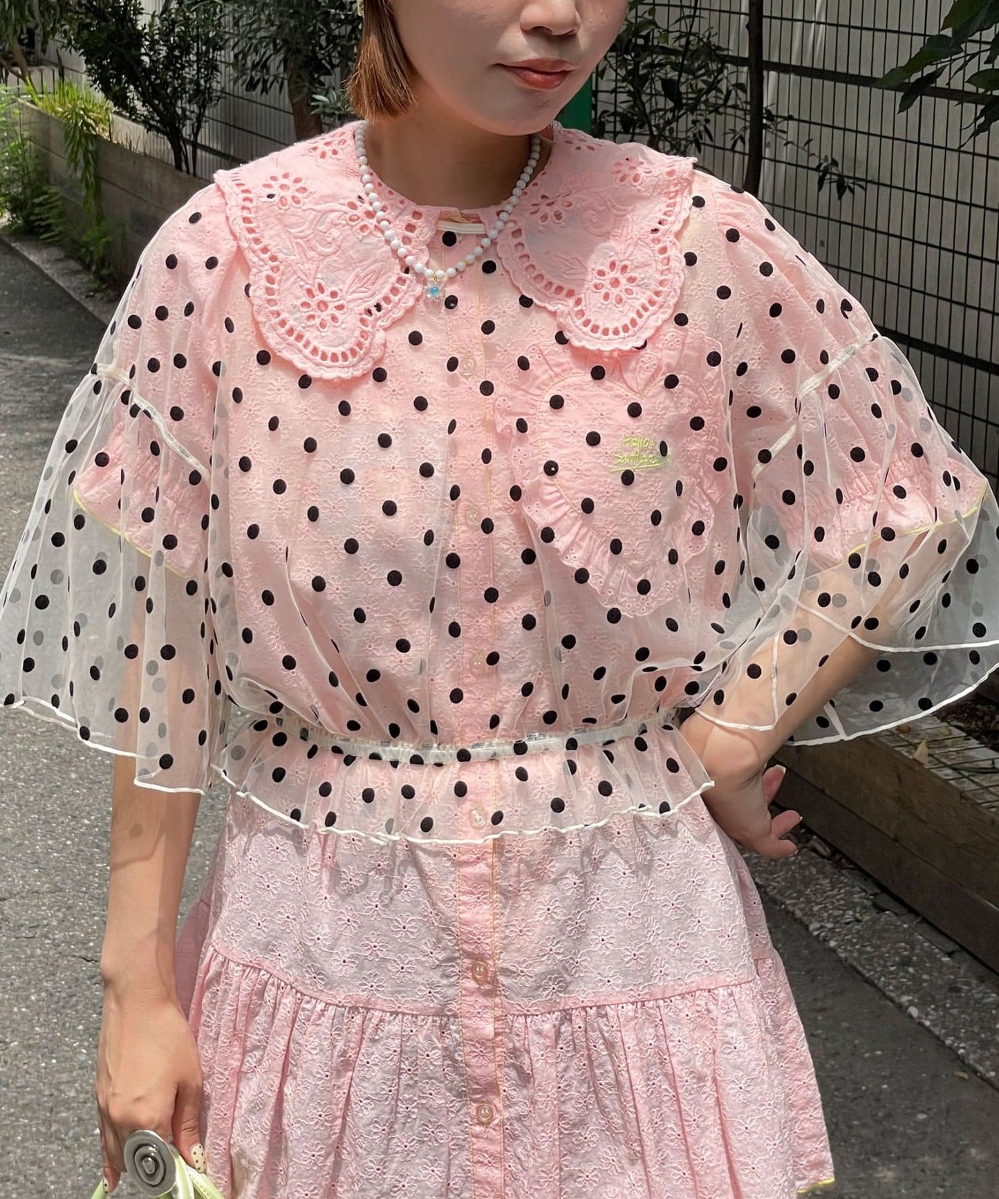 HELLO.SANFRANCISCO 2-Way Tulle Dot Blouse - Image 12