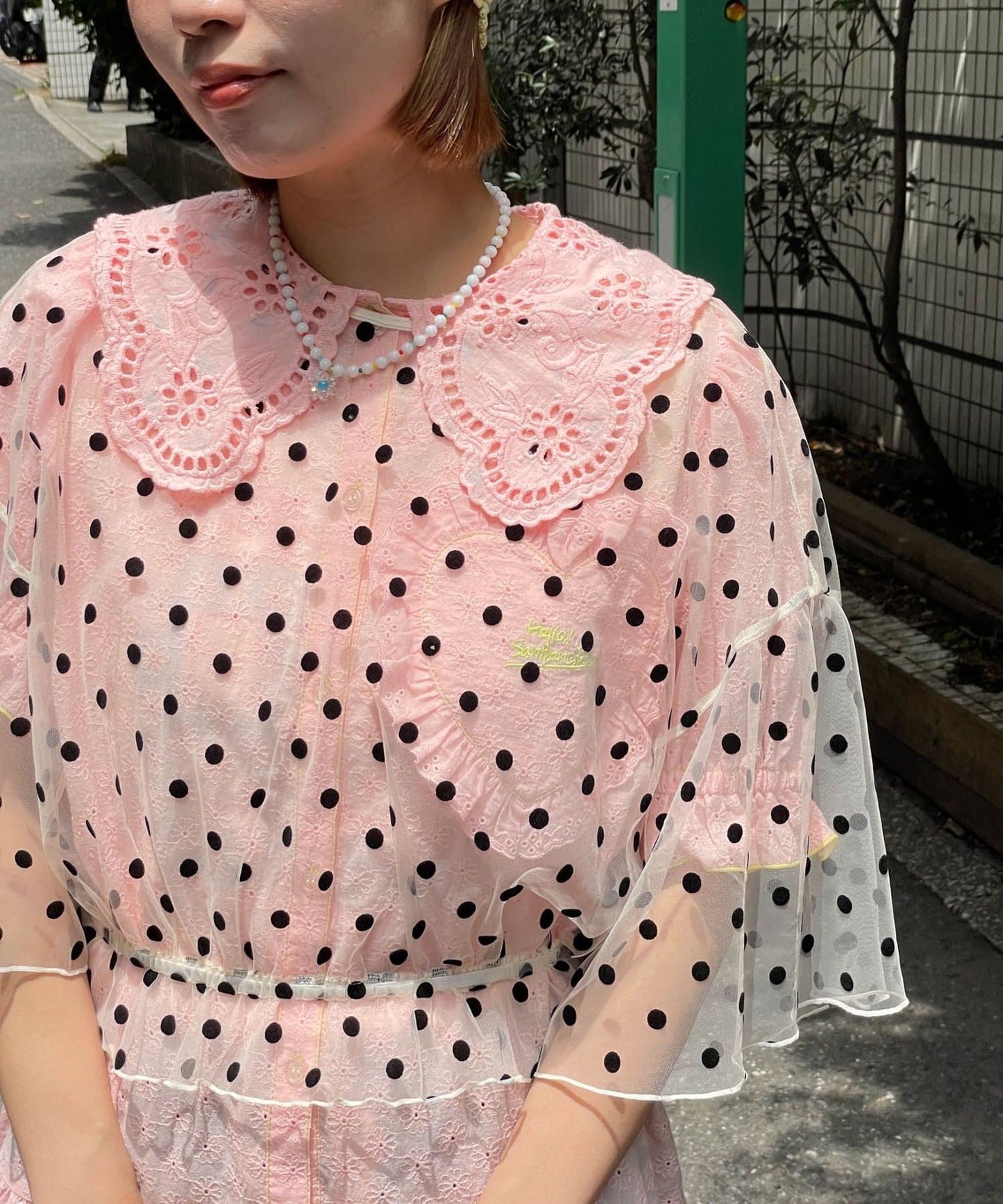 HELLO.SANFRANCISCO 2-Way Tulle Dot Blouse - Image 13