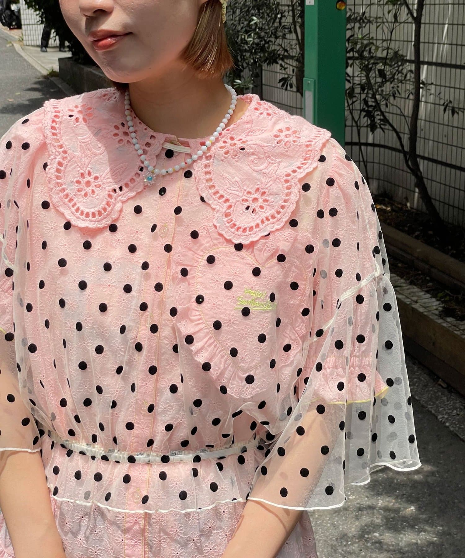HELLO.SANFRANCISCO 2-Way Tulle Dot Blouse - Image 13