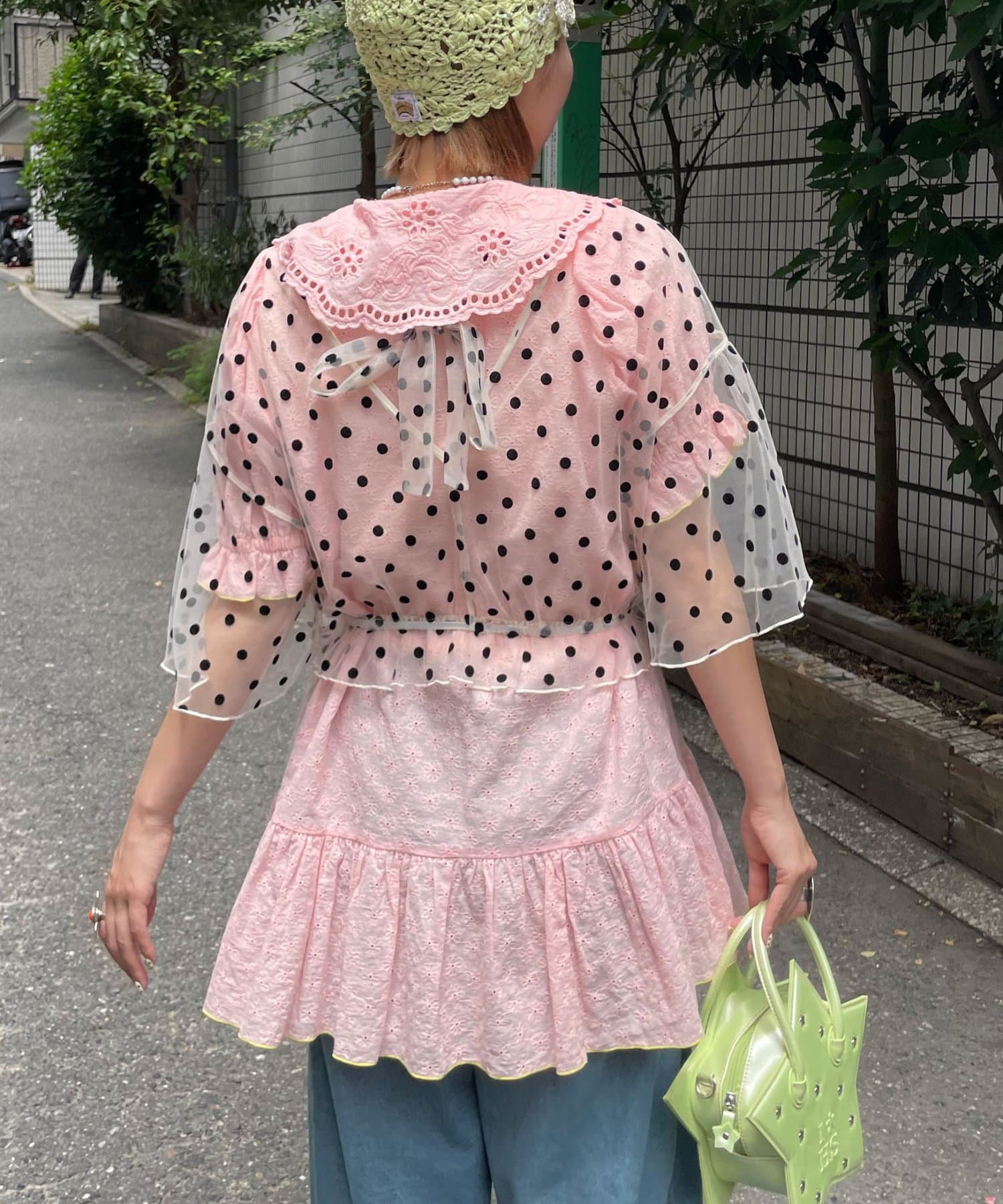 HELLO.SANFRANCISCO 2-Way Tulle Dot Blouse - Image 15