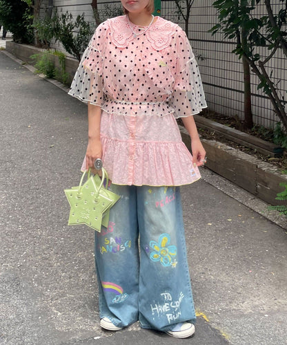 HELLO.SANFRANCISCO 2-Way Tulle Dot Blouse - Image 16