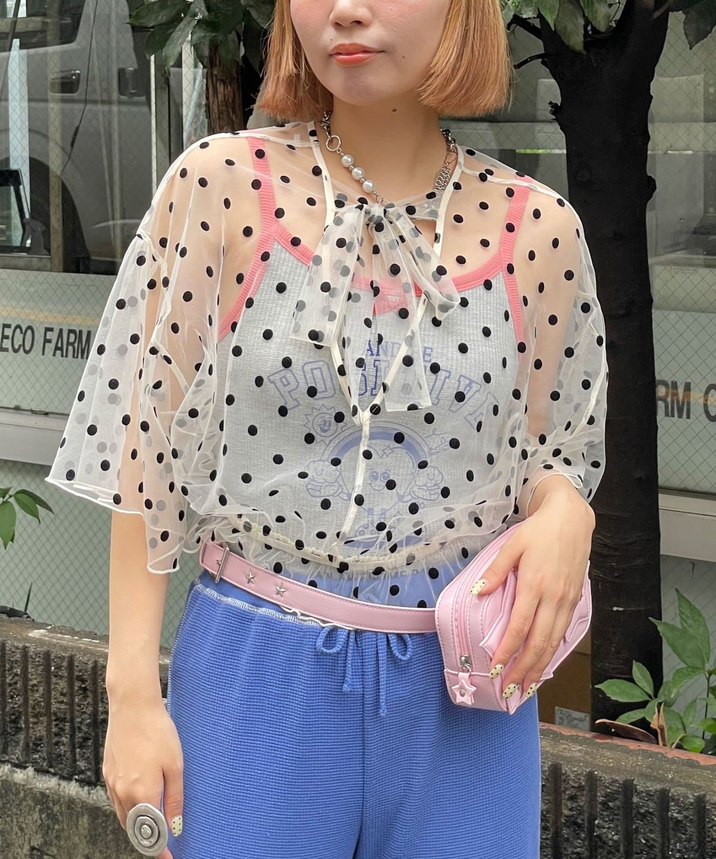 HELLO.SANFRANCISCO 2-Way Tulle Dot Blouse - Image 5