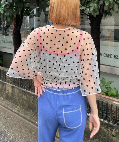 HELLO.SANFRANCISCO 2-Way Tulle Dot Blouse - Image 7